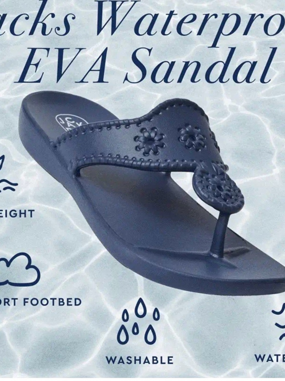Jack Rogers - Navy Thong Sandal - Waterproof EVA